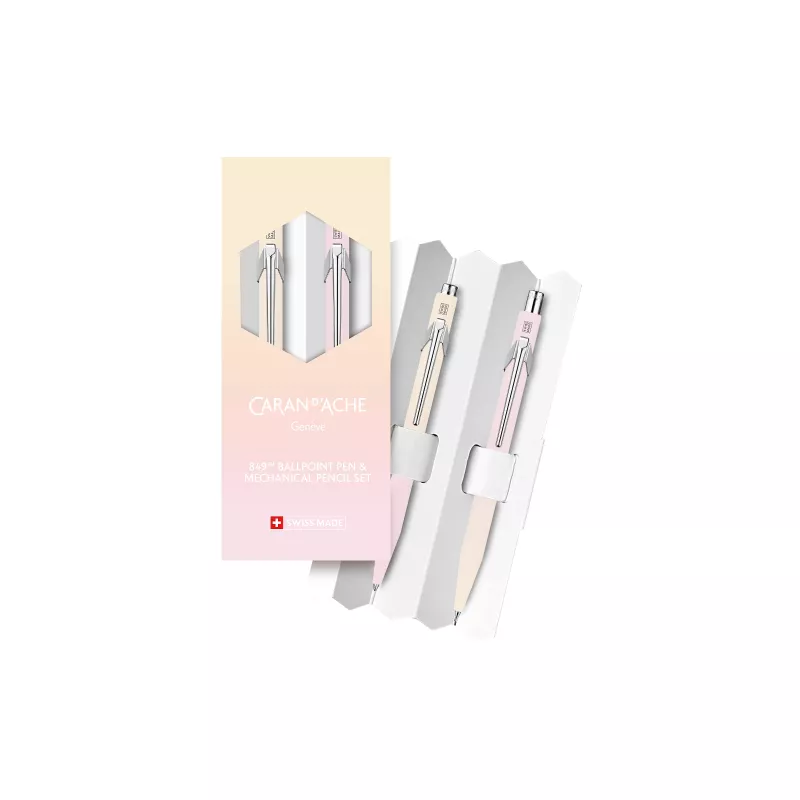Caran d'Ache HORIZON schrijfset, kleurverloop van pastelgeel tot pastelroze (8490.708)
