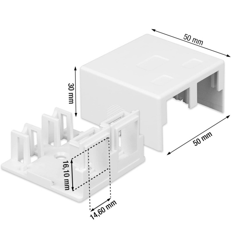 Techly 366310 opbouwdoos voor 2 keystone-modules RJ45 of RJ11/12