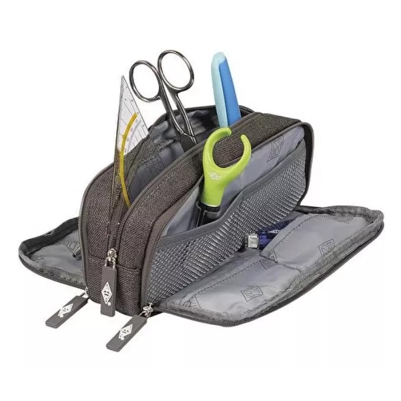 WEDO pennenzak College, polyester, grijs, ruim vak, 3 ritsvakken, 7 pennen