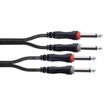 Cordial 14845 jack-audiokabel [2x 6,3 mm jackstekker (mono) - 2x 6,3 mm jackstekker (mono)] 3 m zwarte PVC-mantel, Twin-Lead