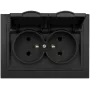 VCX WESA LC-53C dubbel stopcontact met klep en aarding, zwart