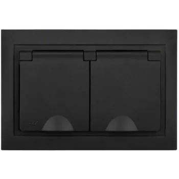 VCX WESA LC-53C dubbel stopcontact met klep en aarding, zwart