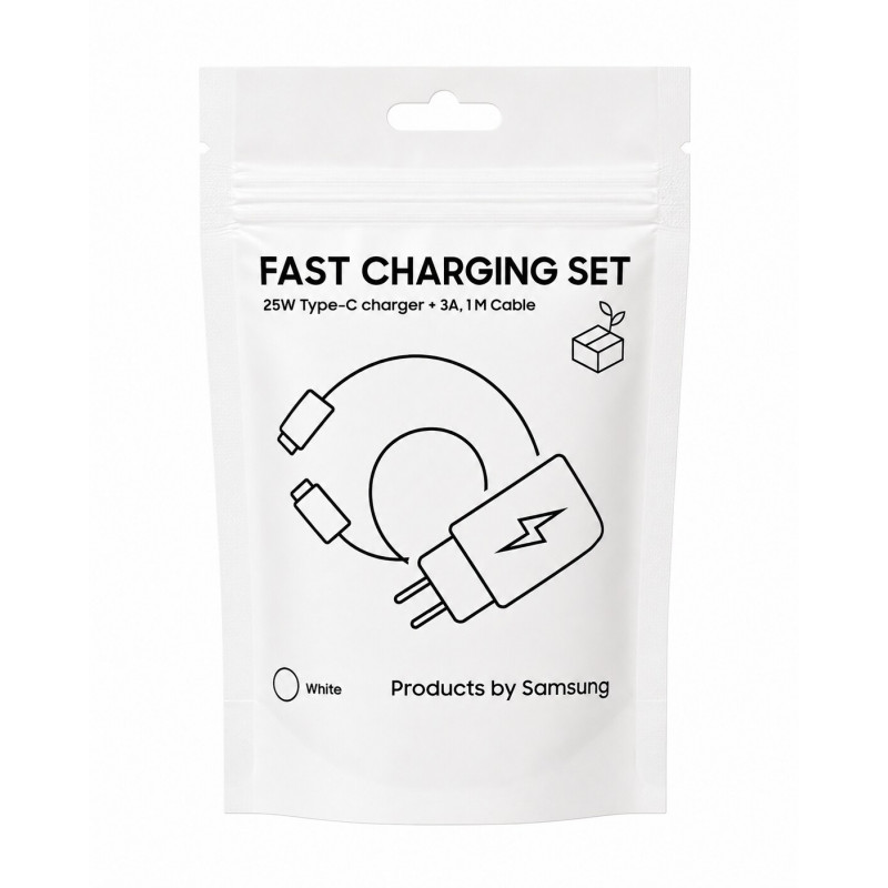 Samsung reisadapter TA800 met USB-C-naar-USB-C-kabel, wit