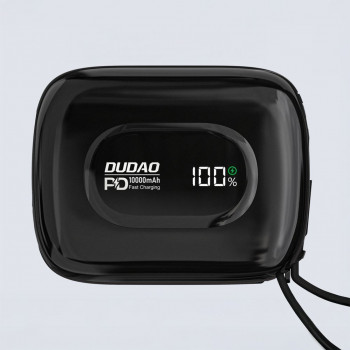 Dudao K32 powerbank 22,5 W 10000 mAh met geïntegreerde USB-C-/Lightning-kabel – zwart