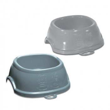Stefanplast Break 2 voerbak voor huisdieren 0,6 l, 19x19x7 cm, assorti grijs/blauw