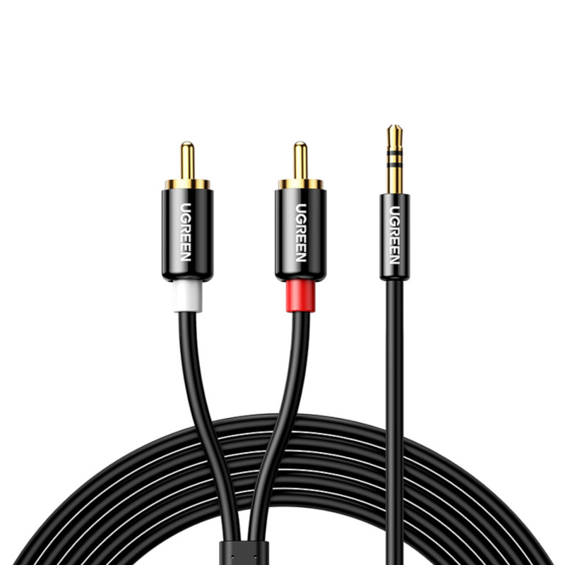 UGREEN AV116 RCA naar AUX 3,5mm audiokabel 1m – zwart