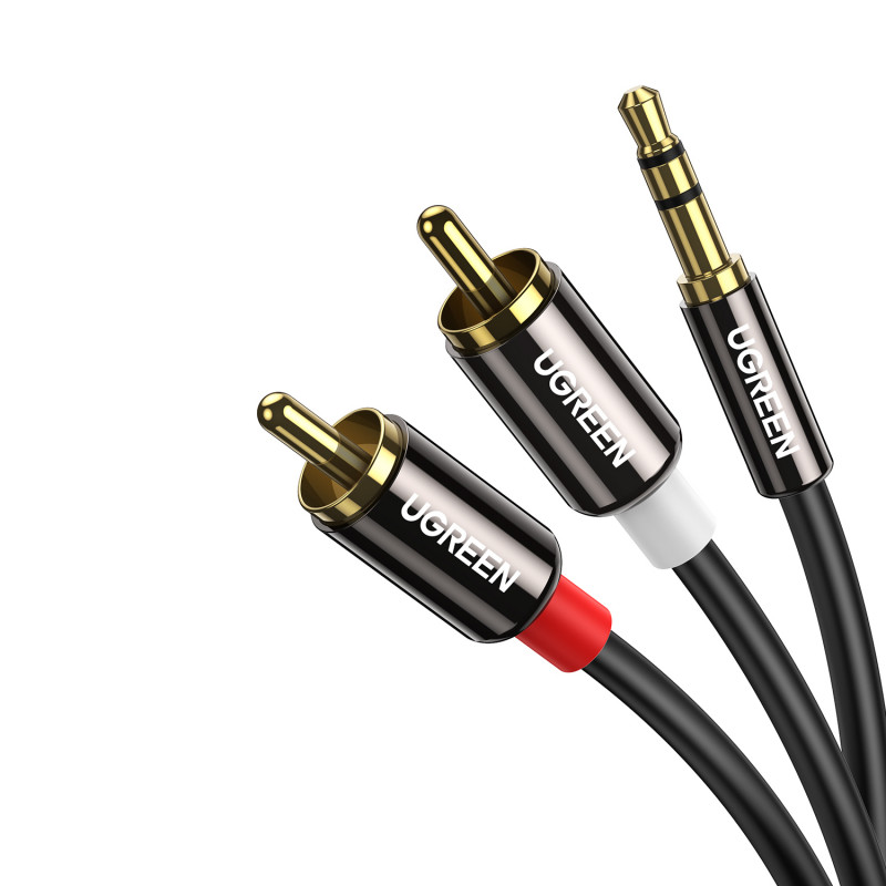 UGREEN AV116 RCA naar AUX 3,5mm audiokabel 1m – zwart