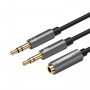 UGREEN UV140 AUX 3,5 mm audio-splitterkabel – zwart/grijs