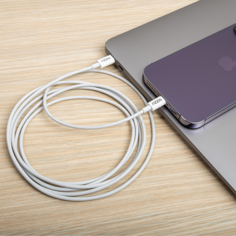 Gizzu USB-C naar Lightning kabel, 1,8 m, 27 W PD, wit (GCPU2L18)