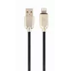 Gembird USB 2.0 kabel USB-A stekker naar Lightning stekker, rubber omvlochten, 1 m, zwart (CC-USB2R-AMLM-1M)