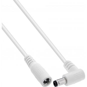 InLine® DC-verlengkabel, haakse stekker, 5,5 x 2,1 mm, wit, 0,2 m