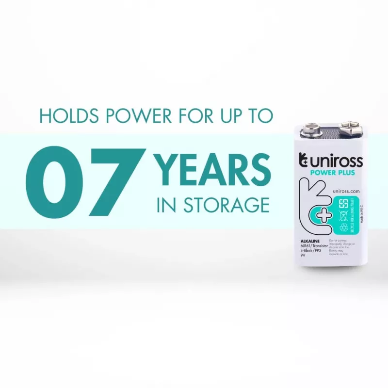 Uniross Power Plus alkalinebatterij 6LR61 9V 600mAh, 1 stuk