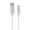 Gembird USB 2.0 naar Lightning (8-pin) kabel met textielvlecht, 2 m, wit