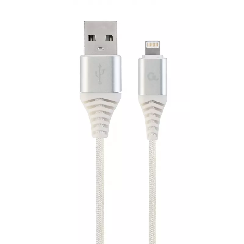 Gembird USB 2.0 naar Lightning (8-pin) kabel met textielvlecht, 2 m, wit