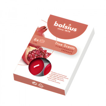 Bolsius True Scents geurtheelichtjes, granaatappel, 6 stuks