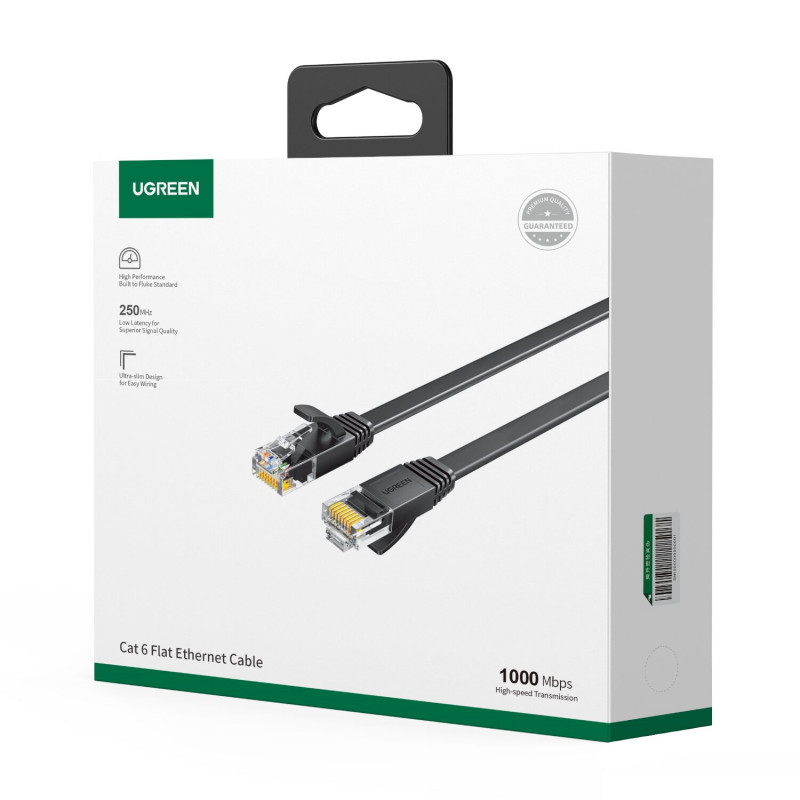 Ugreen platte Cat6 U/UTP patchkabel RJ45, 0,5 m, zwart