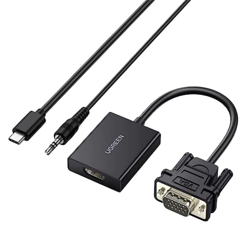 UGREEN CM513 VGA-naar-HDMI-converter, stekker naar bus, 1080p Full HD, zwart