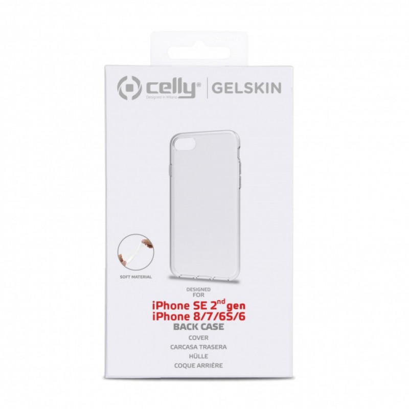 CELLY Gelskin achterzijde cover iPhone SE 2022 / iPhone SE 2020/8/7/6s/6, transparant