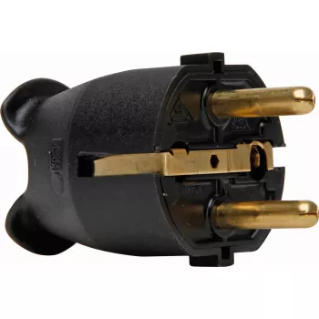 Kopp kunststof veiligheidsstekker, voor 3x1,5mm², zwart