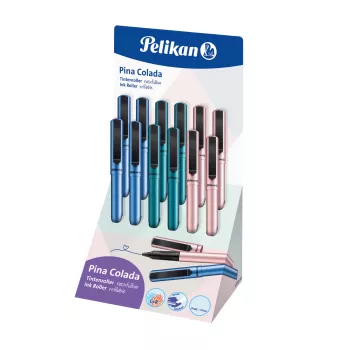 Pelikan Pina Colada rollerball-pen, 12er-display, metalen behuizing en dop, zwart (605502)