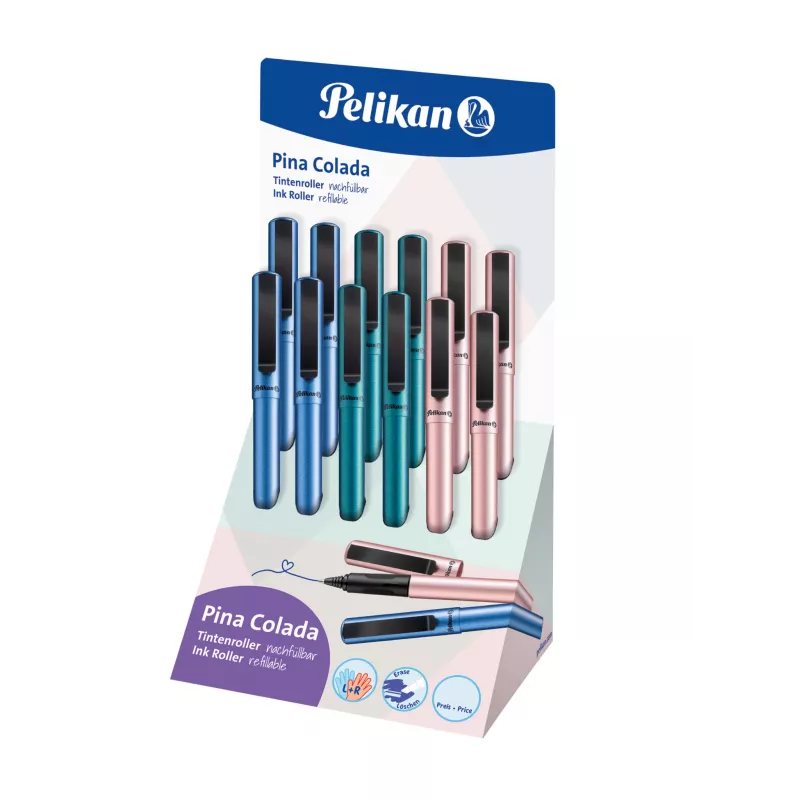 Pelikan Pina Colada rollerball-pen, 12er-display, metalen behuizing en dop, zwart (605502)