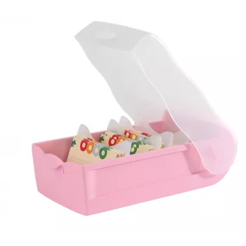 HAN leerkaartbox CROCO, A7 liggend, pastelroze-transparant, deksel transparant-helder, polypropyleen (997-886)
