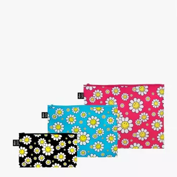 LOQI beugelset – Flowers zwart, Aquarius, Raspberry (3 stuks)