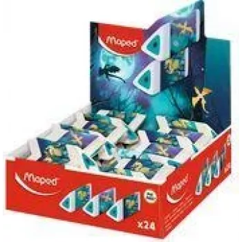 Maped Pyramide DRAGON gum van kunststof, wit, driehoekig, ftalaat- en PVC-vrij, 24er-display (119527)