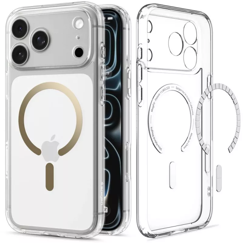 Spigen Ultra Hybrid MagSafe hoes voor iPhone 17 Pro / 18 Pro, transparant/goud (ACS12157)