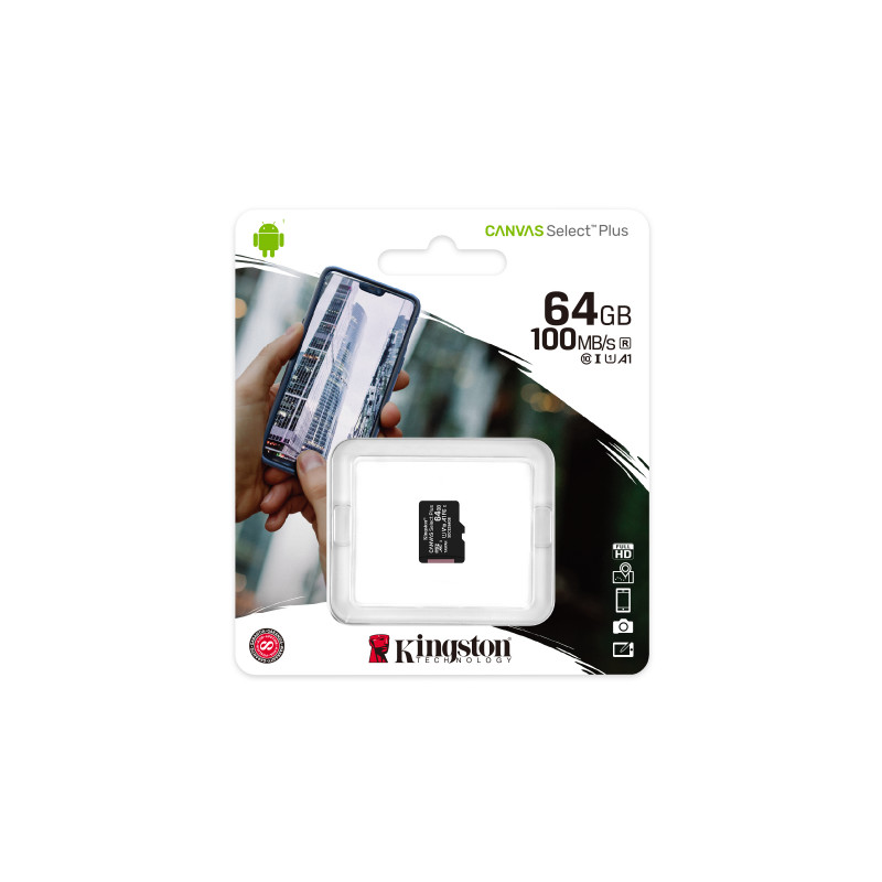 Kingston microSDXC-geheugenkaart 64 GB, UHS-I (SDCS2/64GBSP)