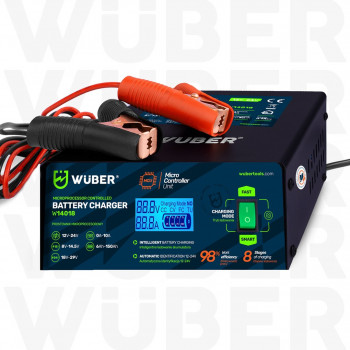 Wuber W14018 microprocessor acculader voor auto, 10 A, 6-150 Ah, 2-24 V