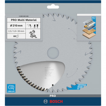Bosch PRO Multi Material cirkelzaagblad, Ø 210mm, 80T (boring 30mm, voor afkort- en verstekzagen)