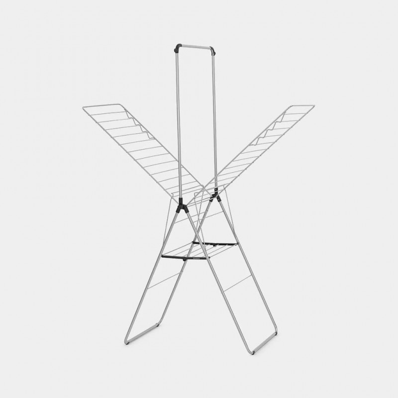 Brabantia HangOn wasrek met kledinghangerstang, 25 m, Metallic Grey