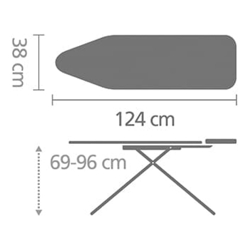 Brabantia strijkplank B, 124 x 38 cm, Denim Black