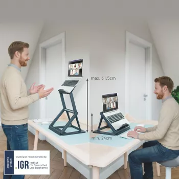 Leitz Ergo 2-in-1 zit-sta laptopstandaard, zwart (65890089)