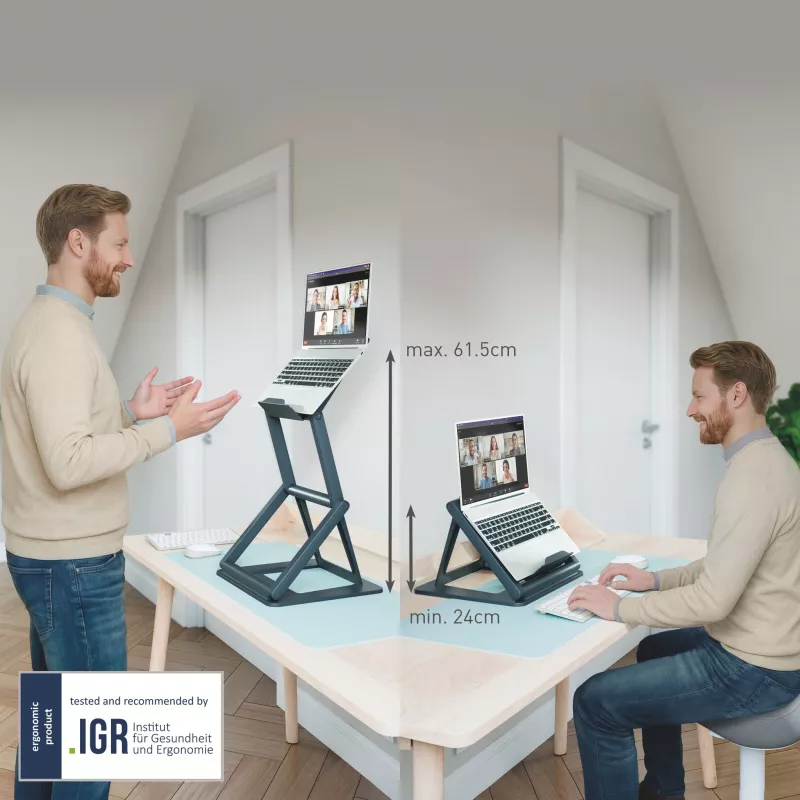 Leitz Ergo 2-in-1 zit-sta laptopstandaard, zwart (65890089)