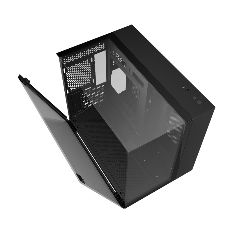 Darkflash TH285M Micro-ATX computerbehuizing met gehard glas, zwart