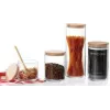 Ritzenhoff & Breker FAIA voorraadpot, rond, 0,6 l, glas, cilindrisch, beukenhouten deksel met silicone, 3 stuks