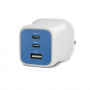 Targus HyperJuice Flex 65W GaN oplader, 2x USB-C + 1x USB, Snorkel Blue (HJ1202BUEU)