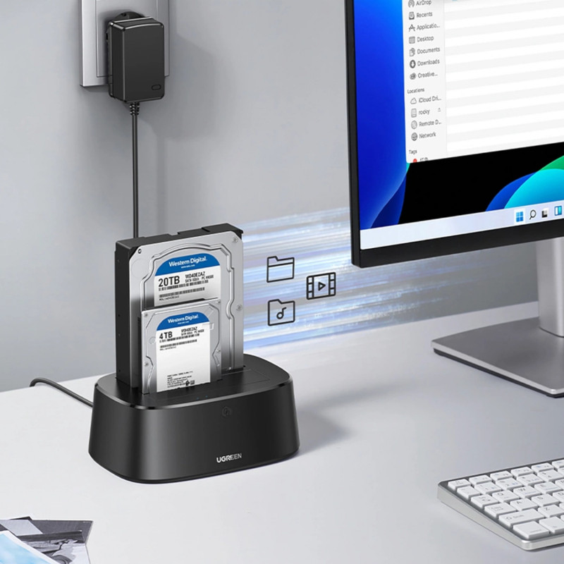UGREEN CM198 2,5 inch/3,5 inch SATA HDD/SSD naar USB 3.0 dockingstation (50857)