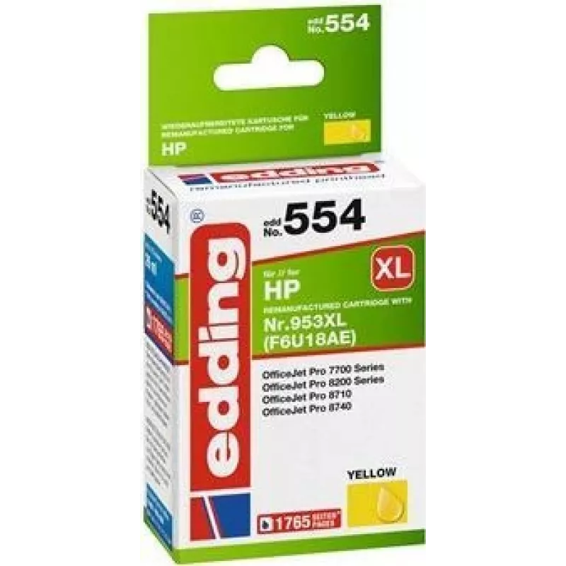 Edding EDD-554 compatibel inktpatroon, hoge capaciteit (XL), geel (18-554)