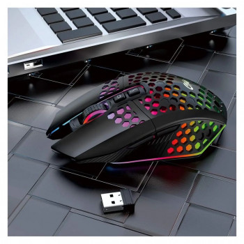 GameBox gaming-muis RGB 2,4GHz draadloos holle behuizing + USB-opladen 1600 DPI zwart