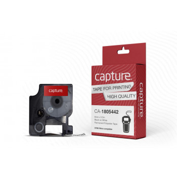 Capture labelband 6 mm x 5,5 m, zwart op wit (CA-1805442)