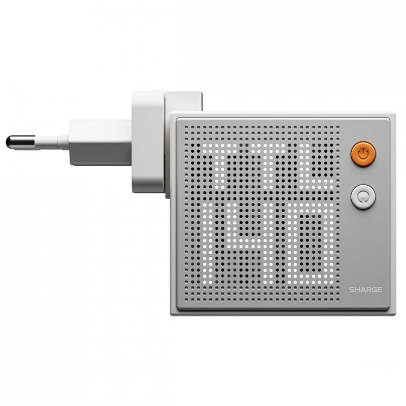 SHARGE Pixel 140 GaN-oplader, 140W, 3x USB-C, dot-matrix-display - wit