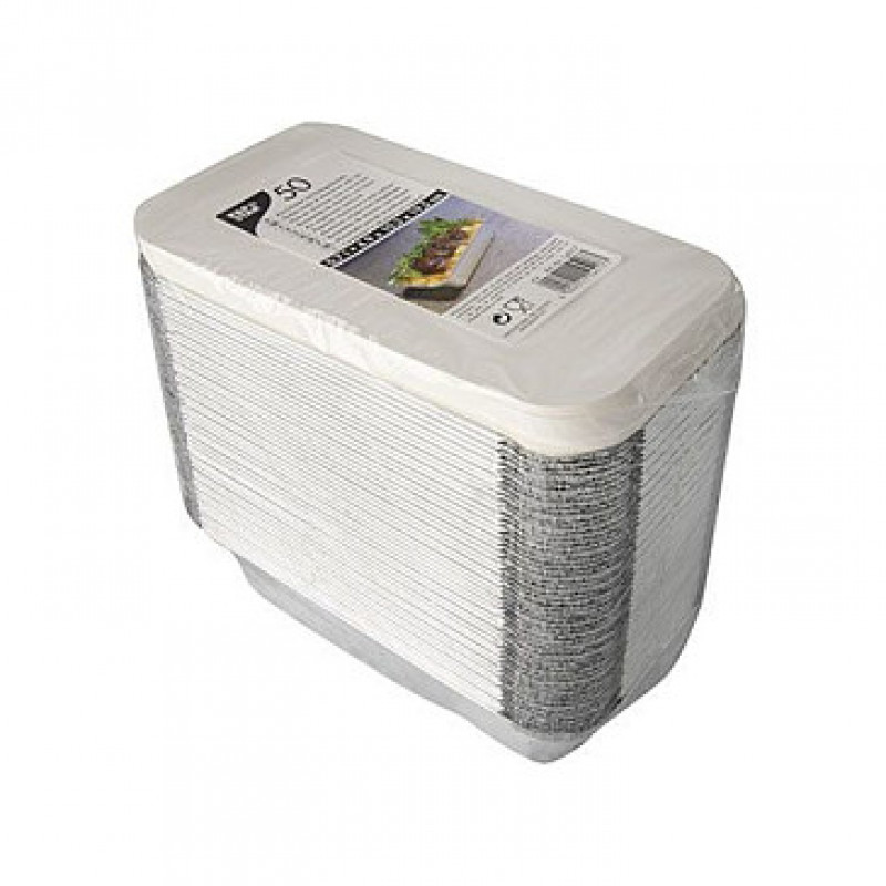 STARPAK aluminiumschalen met deksel 700 ml zilver
