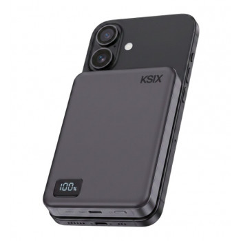Ksix powerbank Magslim 10000 mAh magnetisch 15W USB-C PD 20W digitaal display zwart