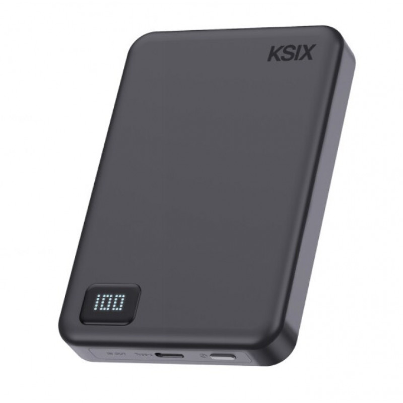 Ksix powerbank Magslim 10000 mAh magnetisch 15W USB-C PD 20W digitaal display zwart