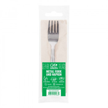 Gogreen Go Green metalen vork- en servettenset