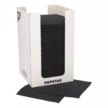 PAPSTAR cocktailservetten PUNTO, 200 x 200 mm, zwart tissue, 2-laags, 1/4-vouw, met Dot on Dot Micro