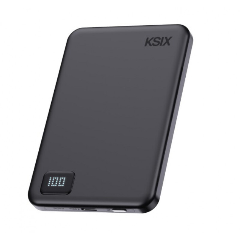 Ksix powerbank Magslim 5000 mAh magnetisch USB-C PD 20W digitaal display zwart